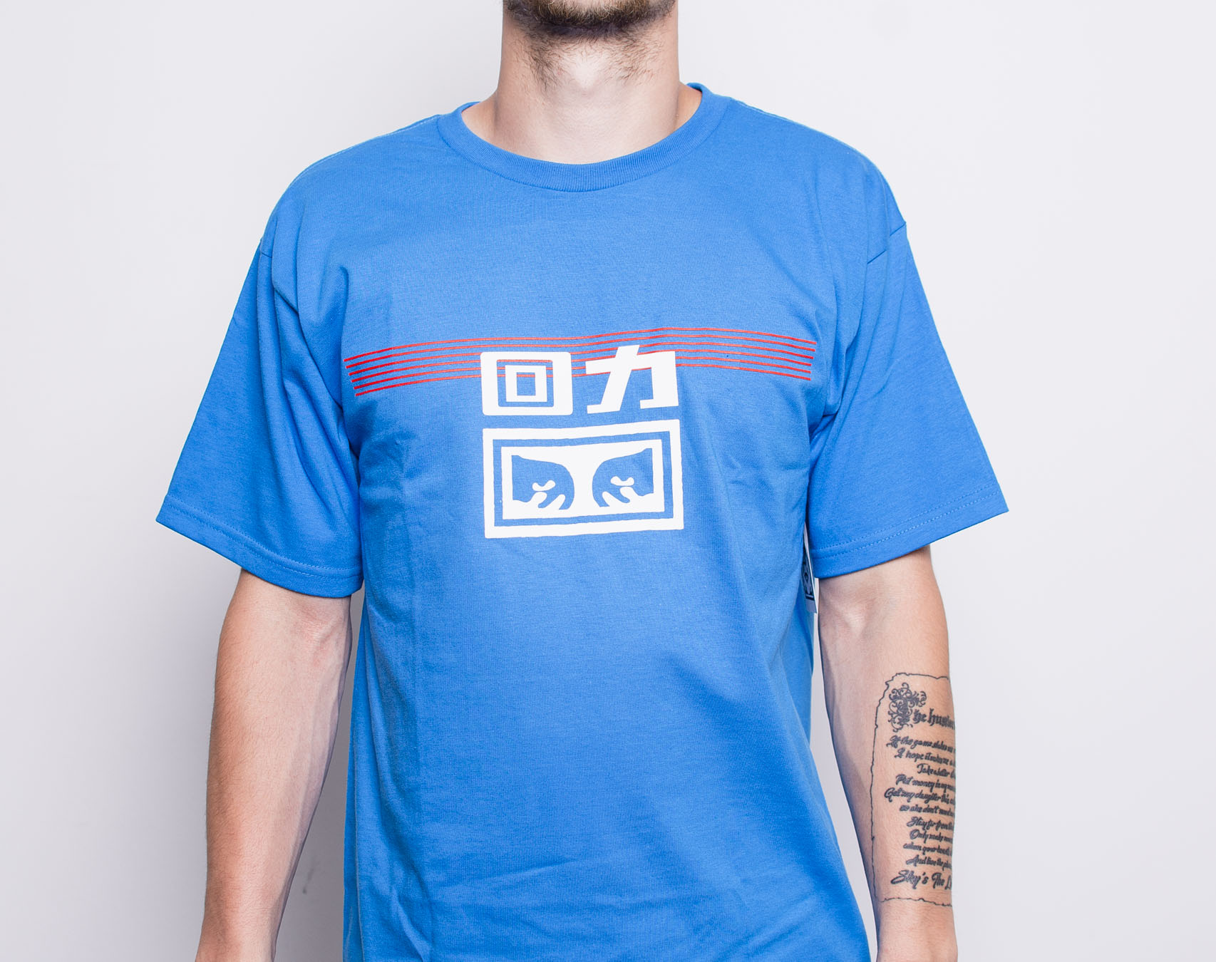 Triko OBEY OBEY x Warrior Lines Tee Sky Azure