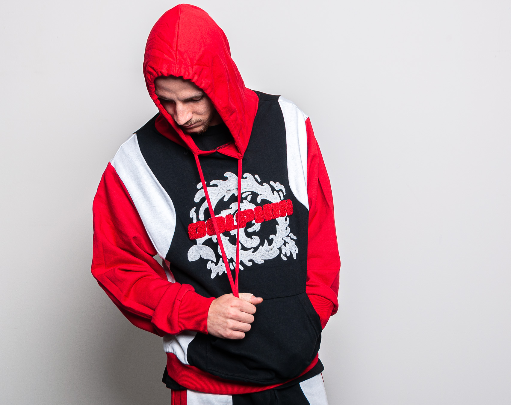 Mikina Pink Dolphin Wave Block Black/Red/White