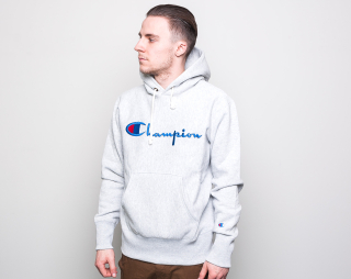 Mikina Champion Hooded Sweatshirt Classic Logo Grey Heather 212574 EM004 LOXGM