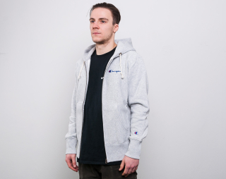 Mikina Champion Hooded Full Zip Classic Logo Grey