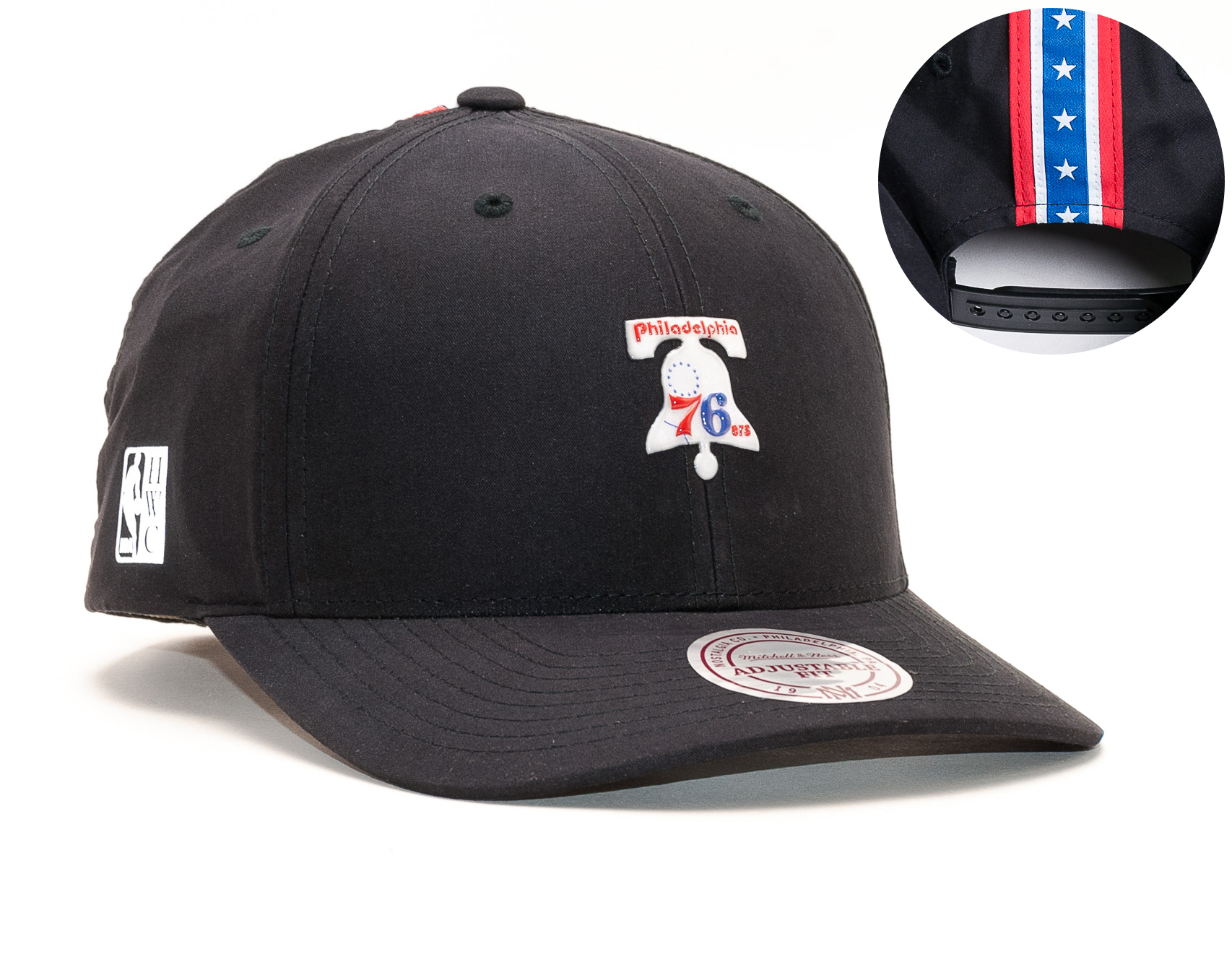 Kšiltovka Mitchell & Ness Philadelphia 76ers Hardwood Classic Taped Black Snapback