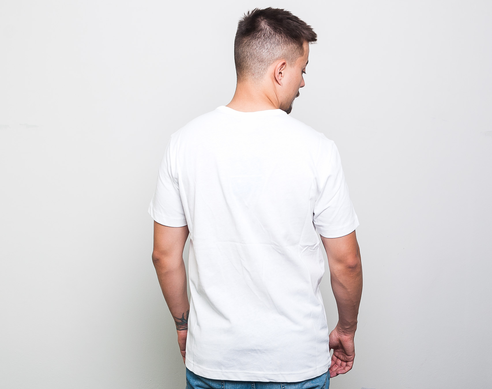 Triko Champion Crewneck T-Shirt Classic Logo Small Text White